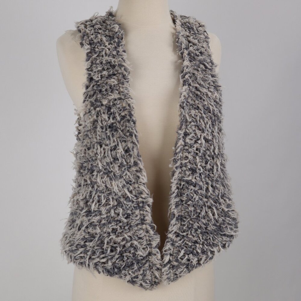 ❄️ Free People Shaggy Fur Cozy Gray White Vest Boho Hippie Cottage Core Small
